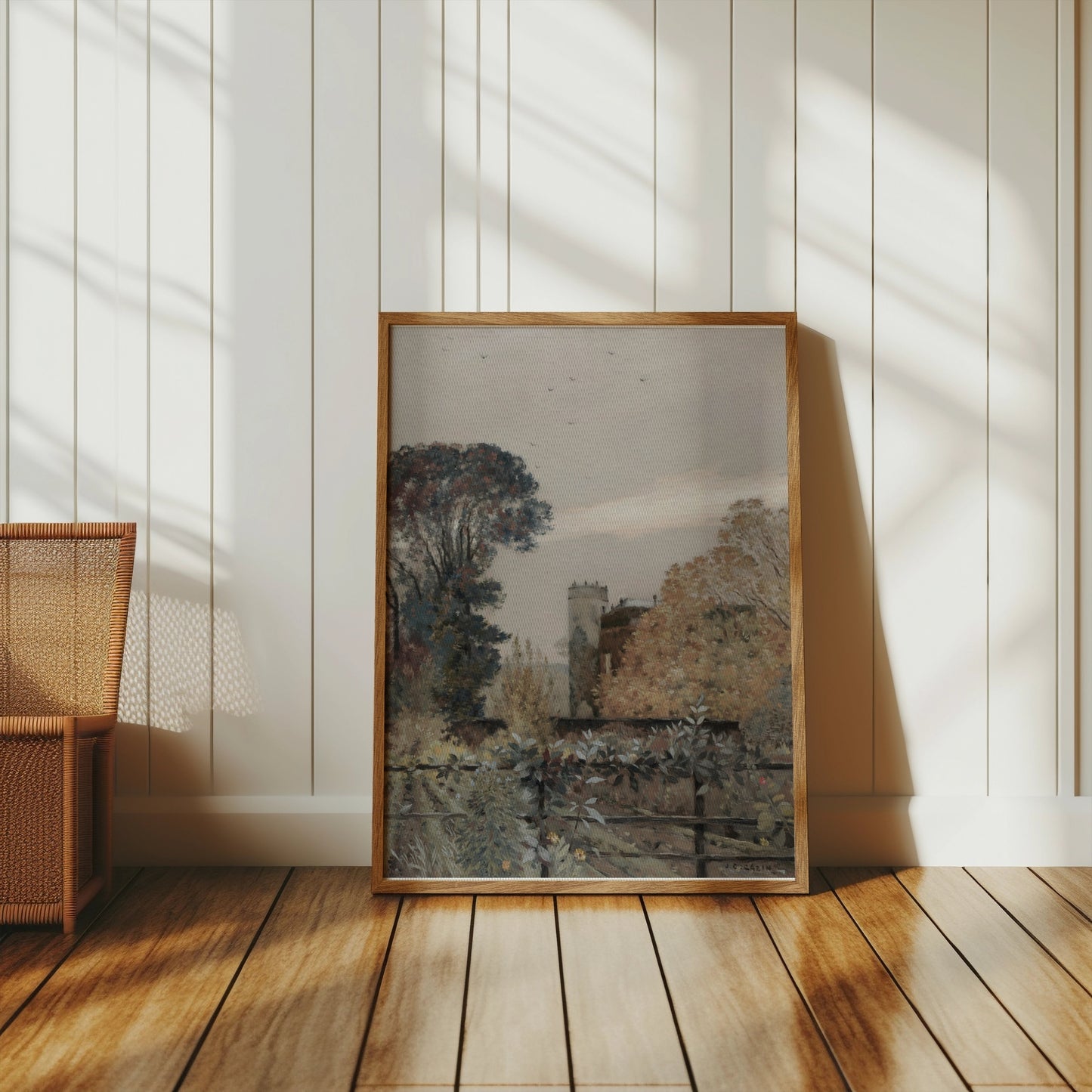 Premium Poster of Serene Autumn Landscape with Tower and Trees Posters