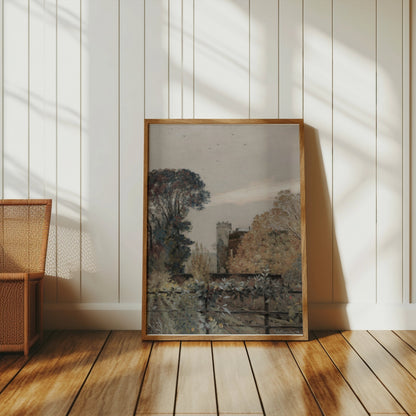 Premium Poster of Serene Autumn Landscape with Tower and Trees Posters