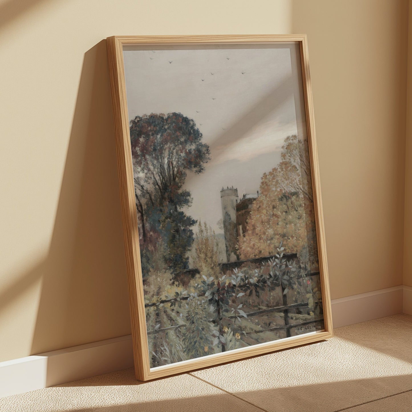 Premium Poster of Serene Autumn Landscape with Tower and Trees Posters