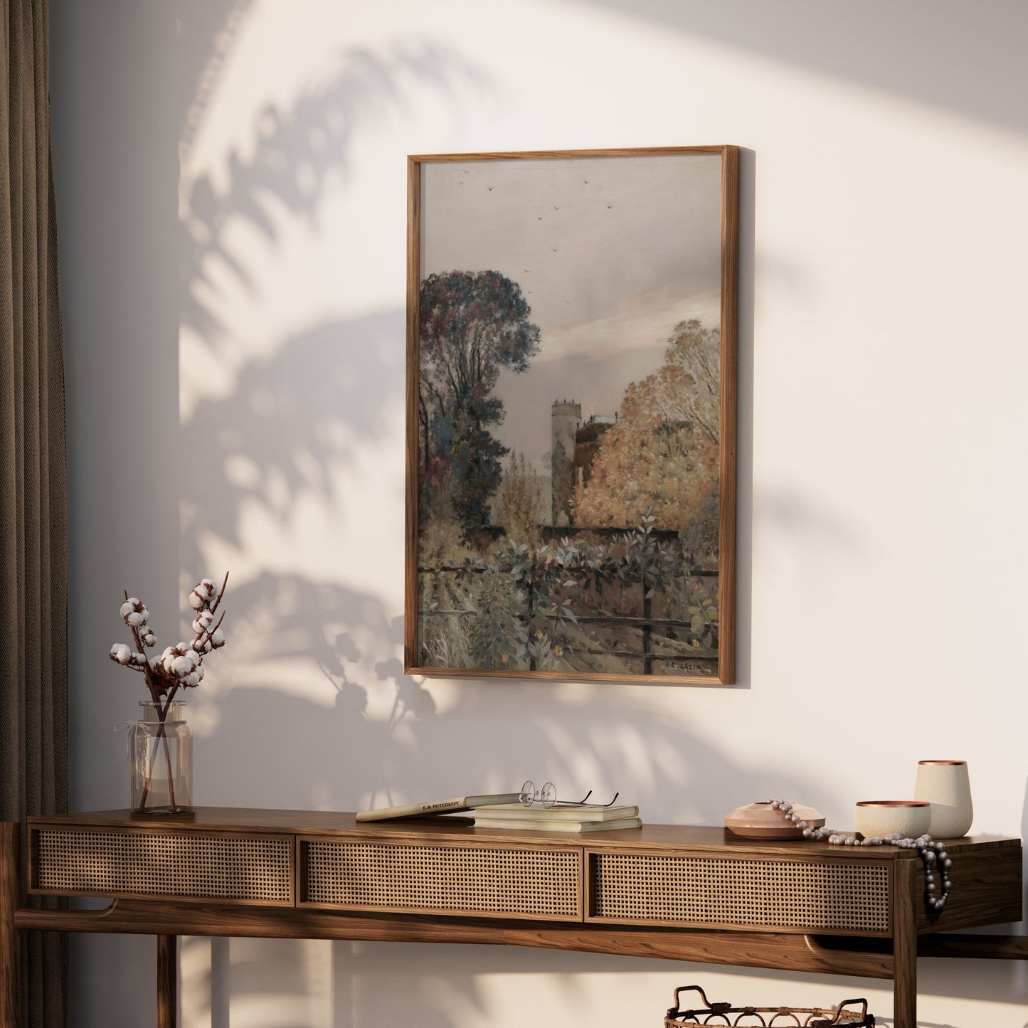 Premium Poster of Serene Autumn Landscape with Tower and Trees Posters