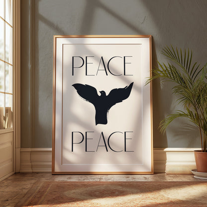 Premium Poster of Serene Black Bird Peace Sign Design Posters