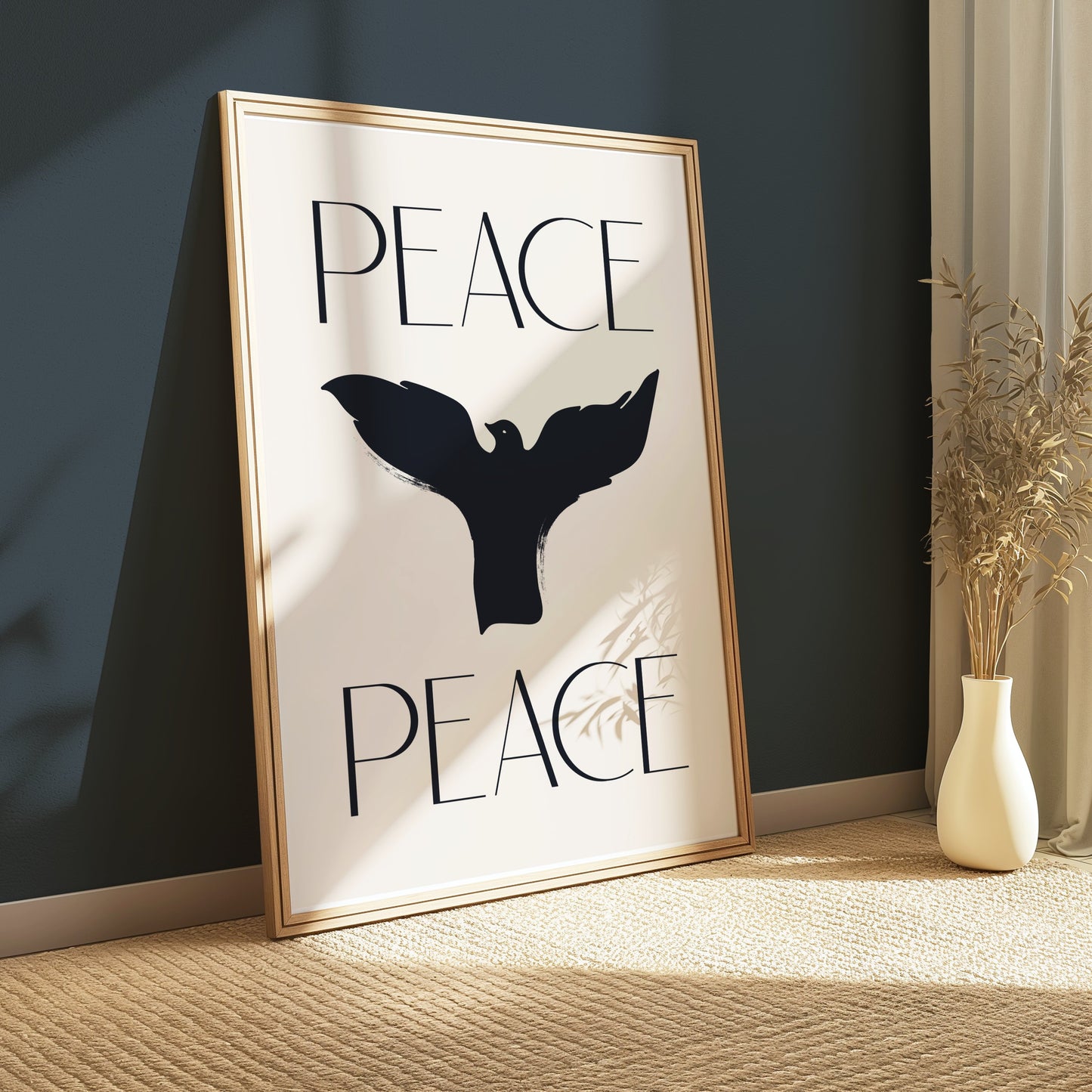 Premium Poster of Serene Black Bird Peace Sign Design Posters