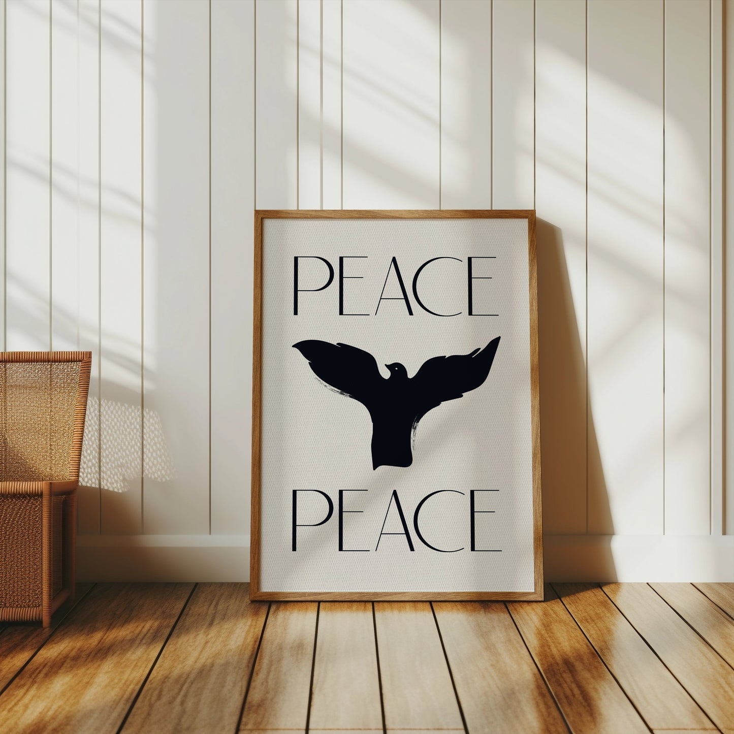 Premium Poster of Serene Black Bird Peace Sign Design Posters