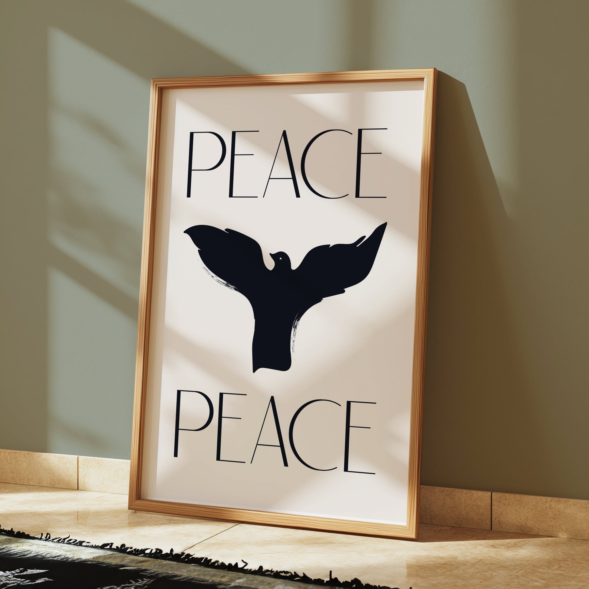 Premium Poster of Serene Black Bird Peace Sign Design Posters