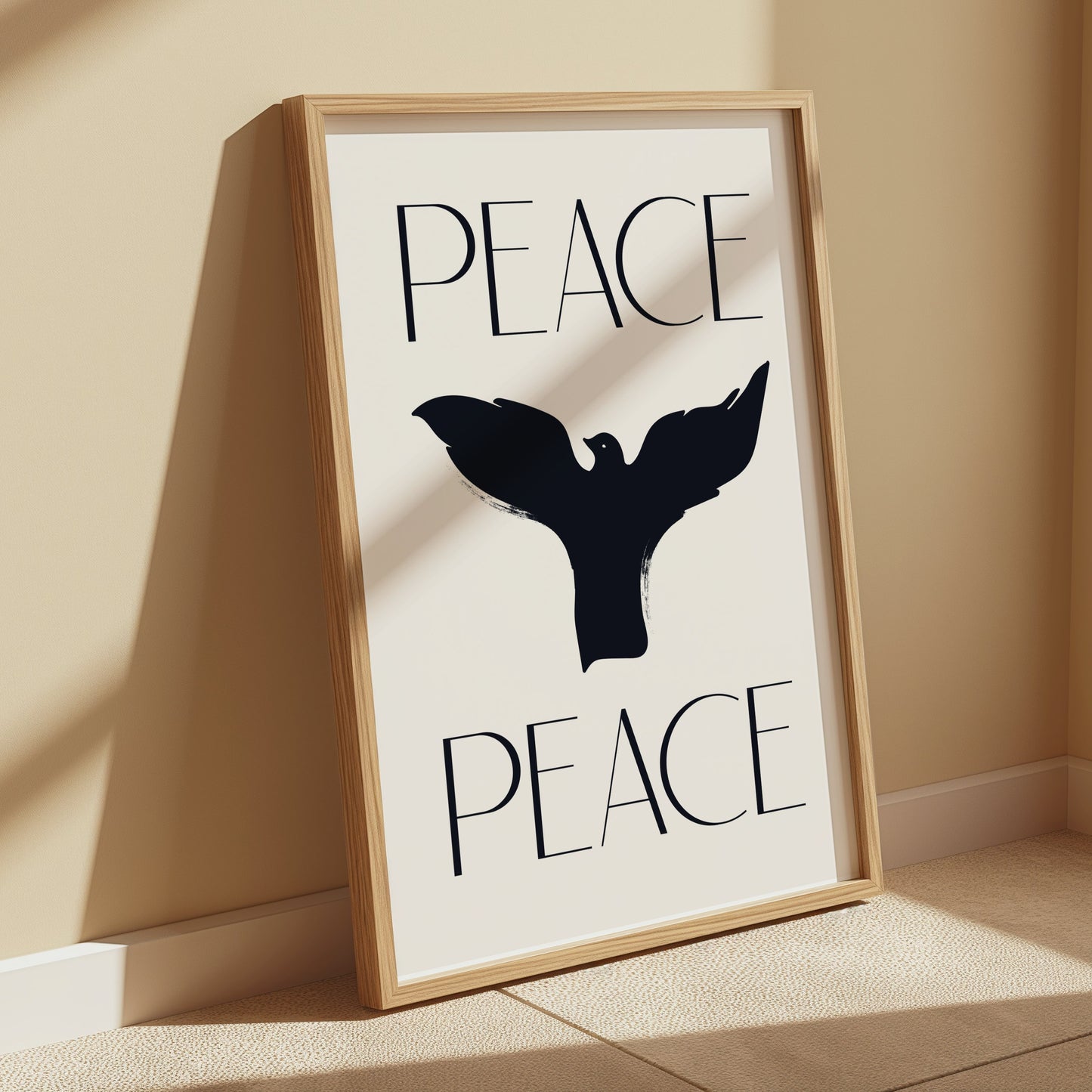 Premium Poster of Serene Black Bird Peace Sign Design Posters