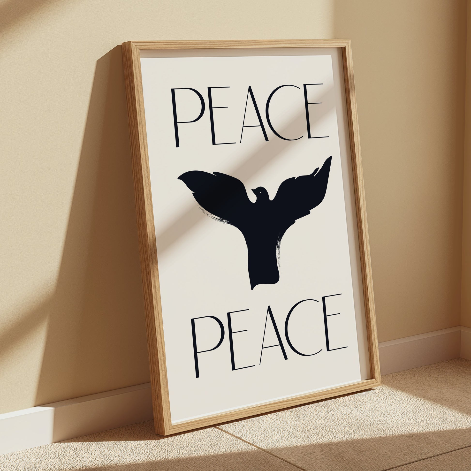 Premium Poster of Serene Black Bird Peace Sign Design Posters
