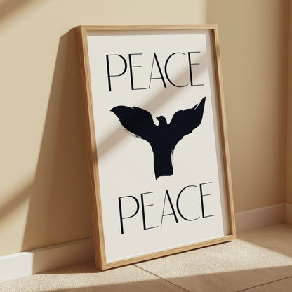 Premium Poster of Serene Black Bird Peace Sign Design Posters
