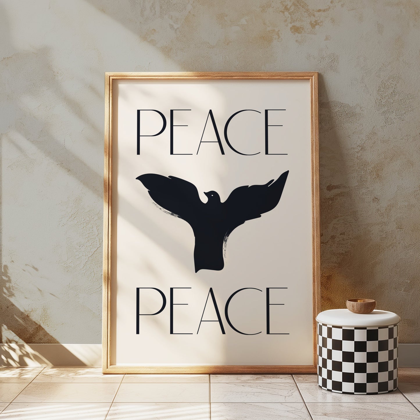 Premium Poster of Serene Black Bird Peace Sign Design Posters