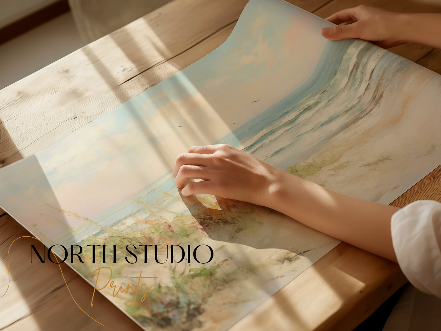 Premium Poster of Serene Coastal Beach With Waves Wall Art Posters