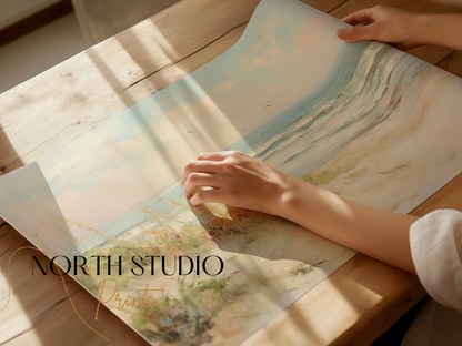 Premium Poster of Serene Coastal Beach With Waves Wall Art Posters