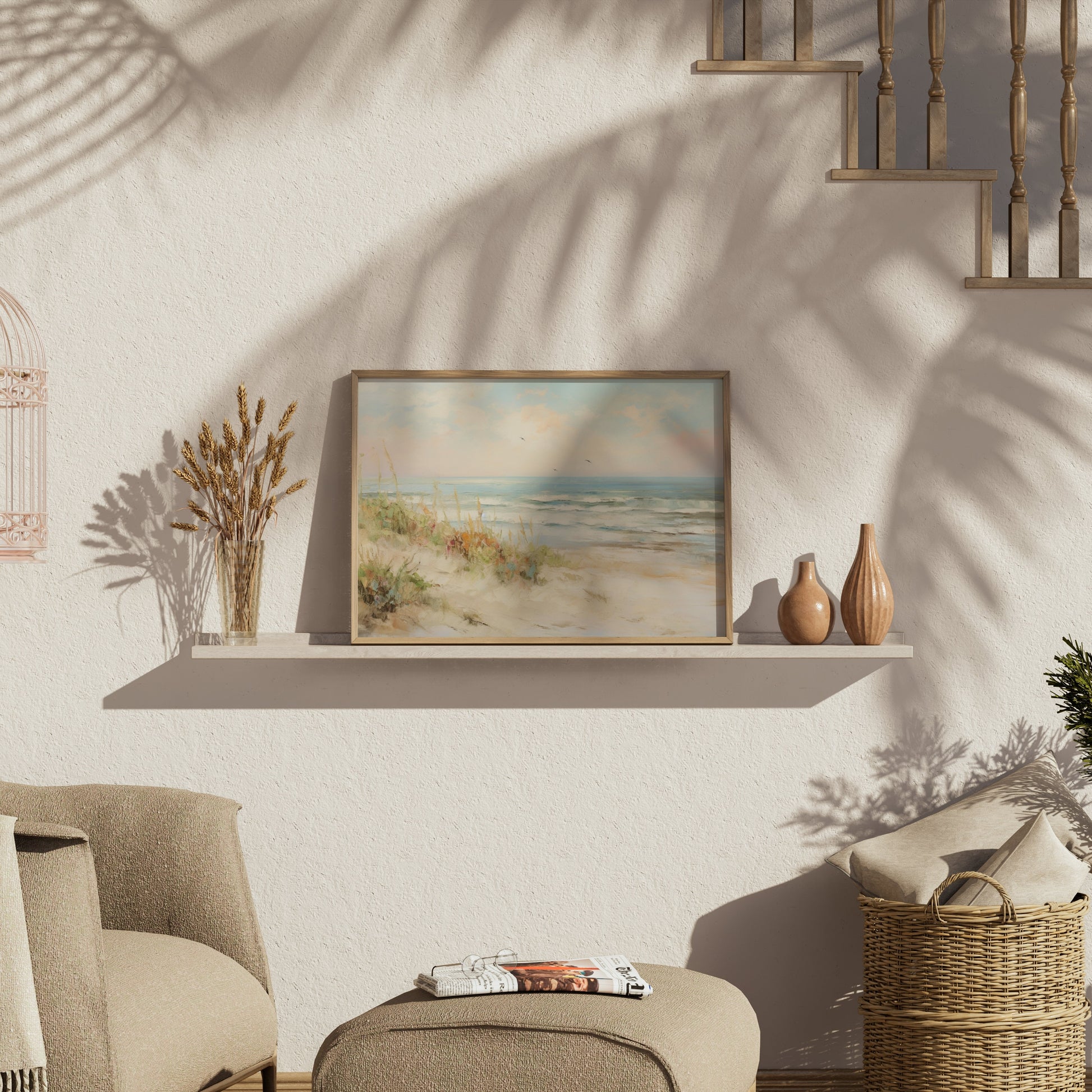 Premium Poster of Serene Coastal Beach With Waves Wall Art Posters