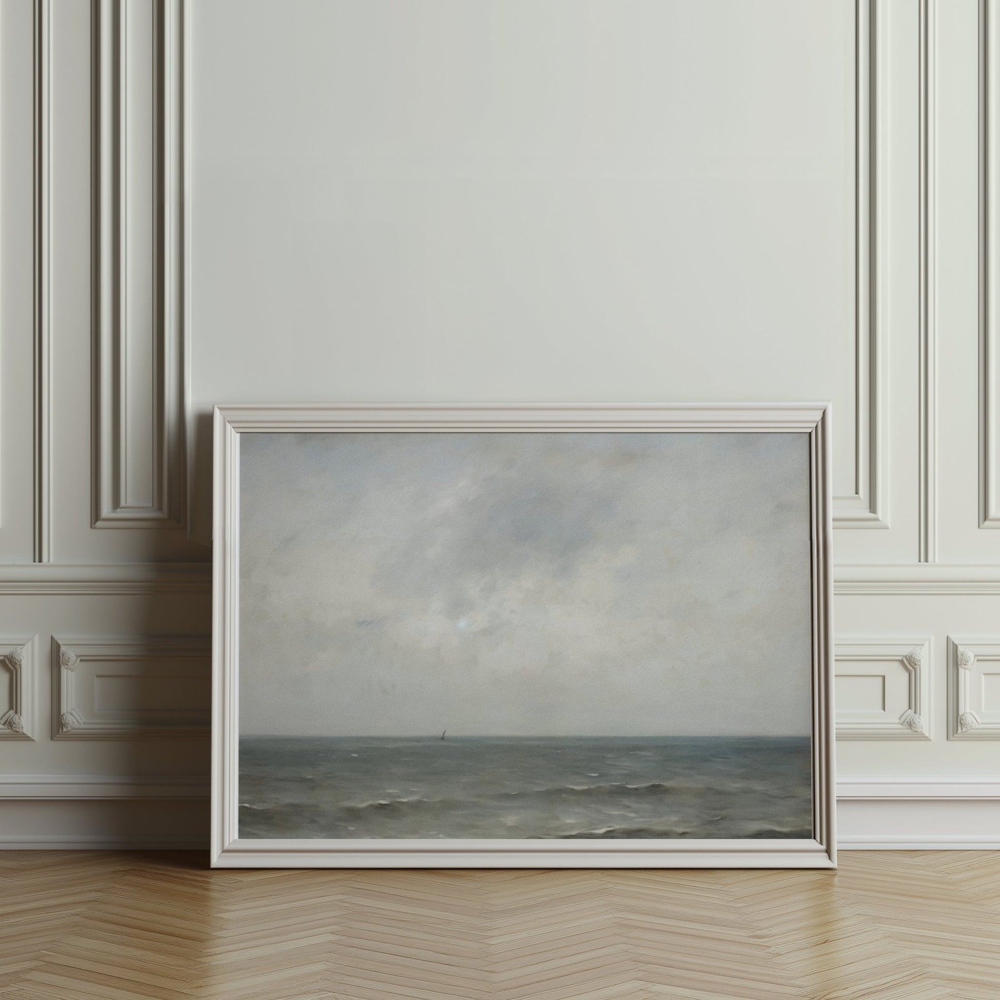 Premium Poster of Serene Coastal Clouds and Calm Ocean View Posters