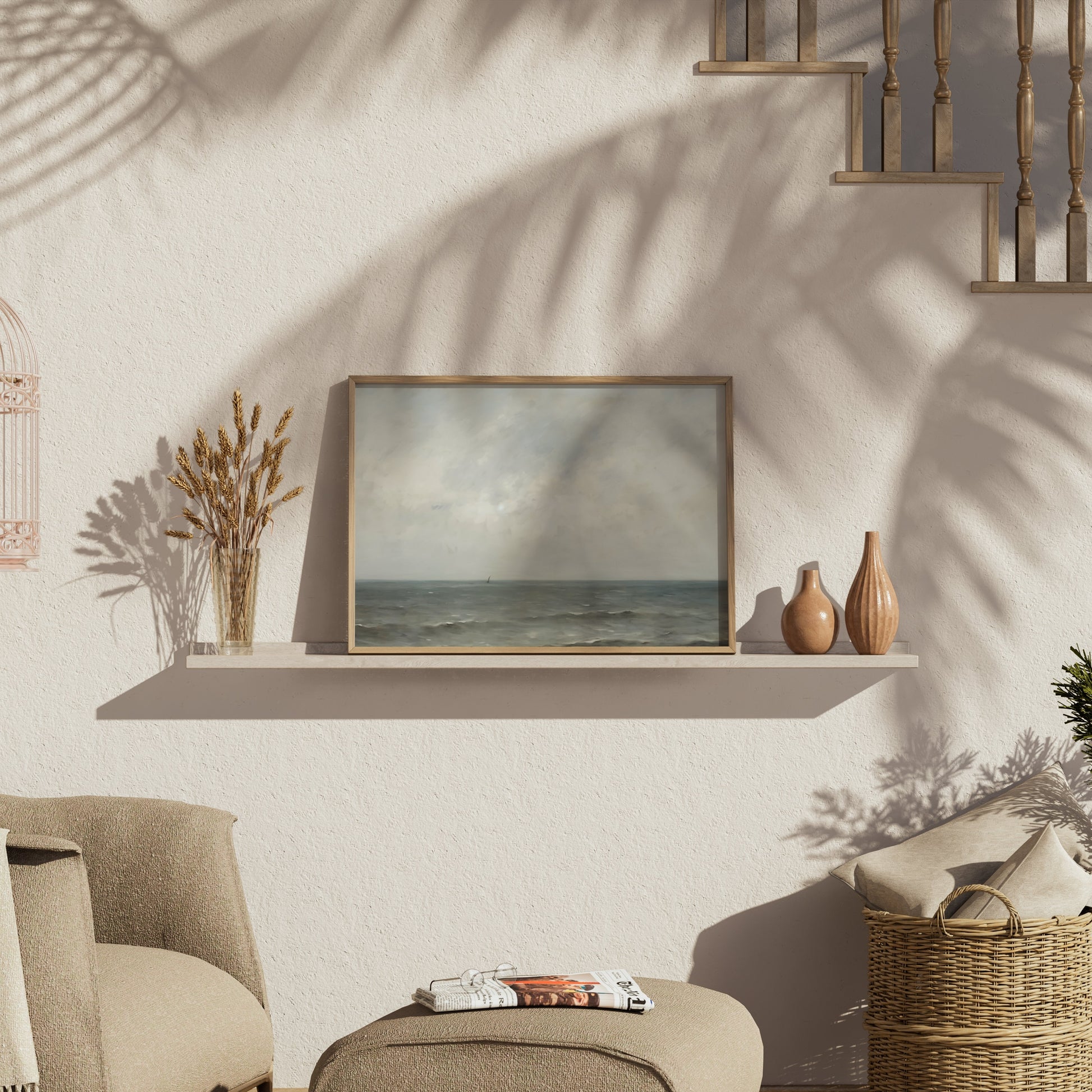 Premium Poster of Serene Coastal Clouds and Calm Ocean View Posters