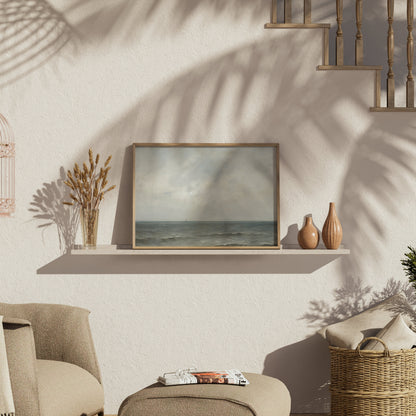 Premium Poster of Serene Coastal Clouds and Calm Ocean View Posters