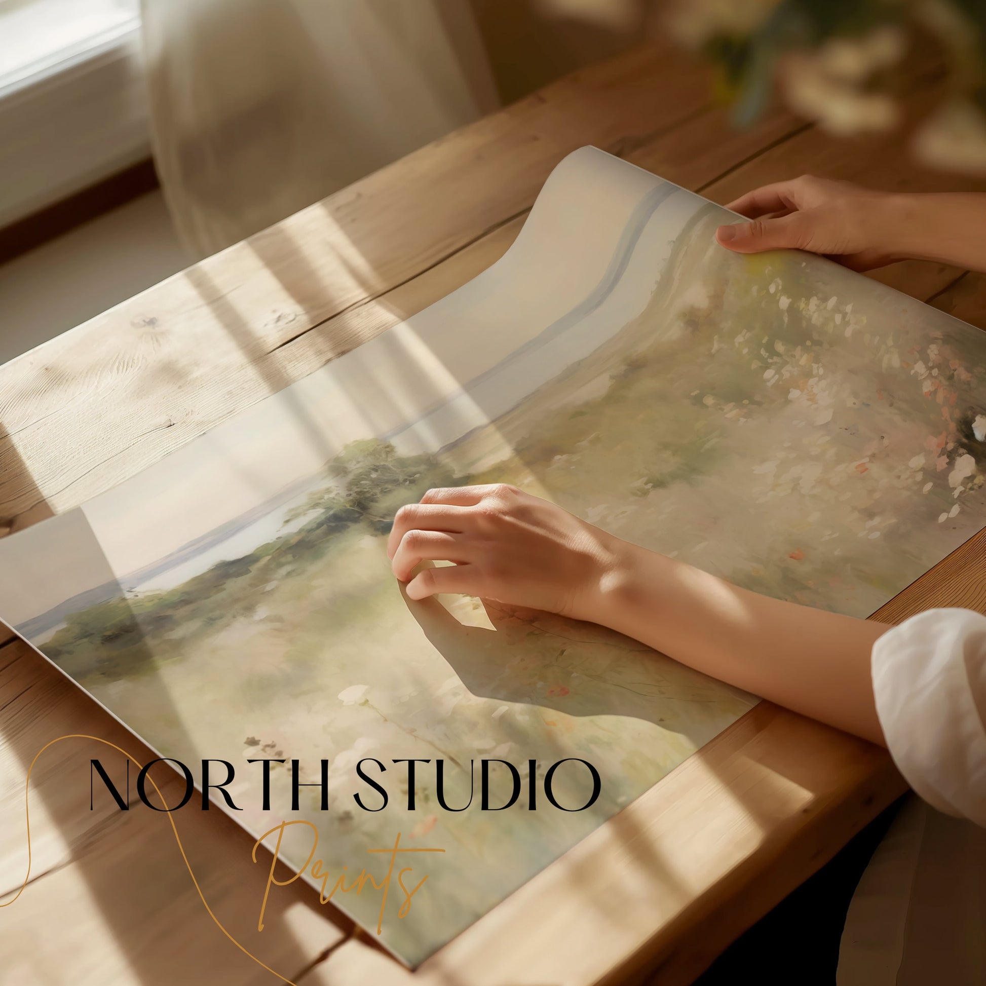 Premium Poster of Serene Coastal Landscape with Wildflowers Posters