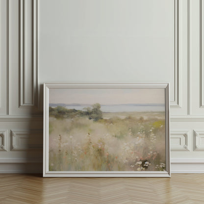 Premium Poster of Serene Coastal Landscape with Wildflowers Posters