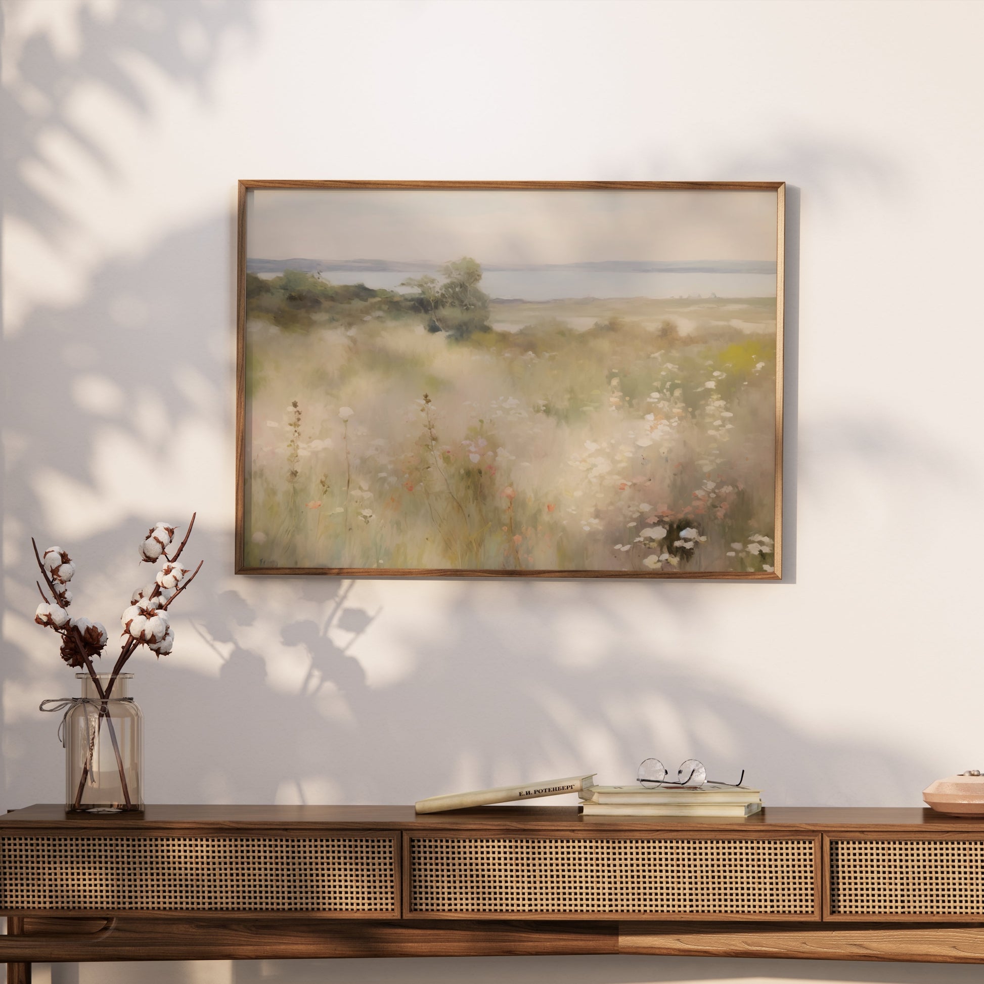 Premium Poster of Serene Coastal Landscape with Wildflowers Posters