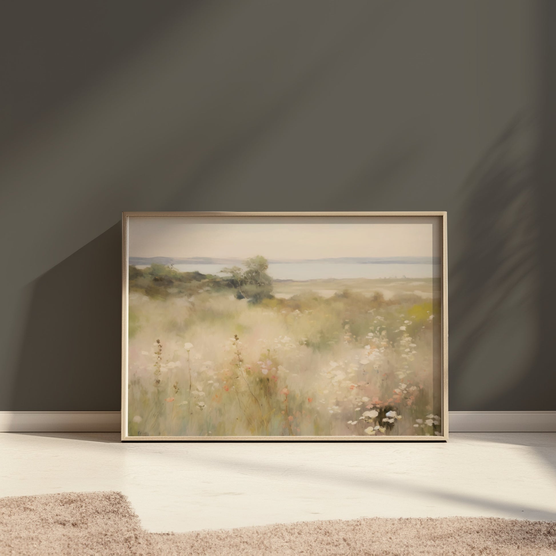 Premium Poster of Serene Coastal Landscape with Wildflowers Posters