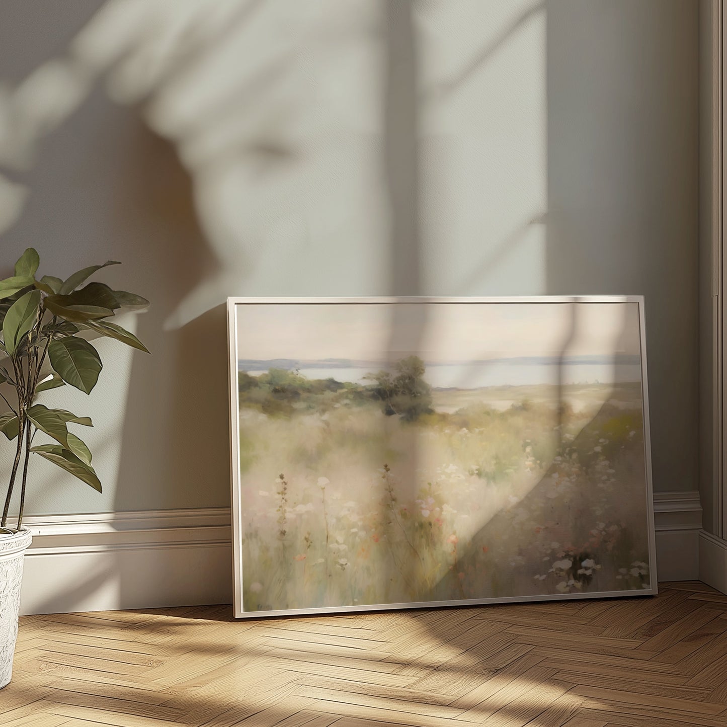Premium Poster of Serene Coastal Landscape with Wildflowers Posters