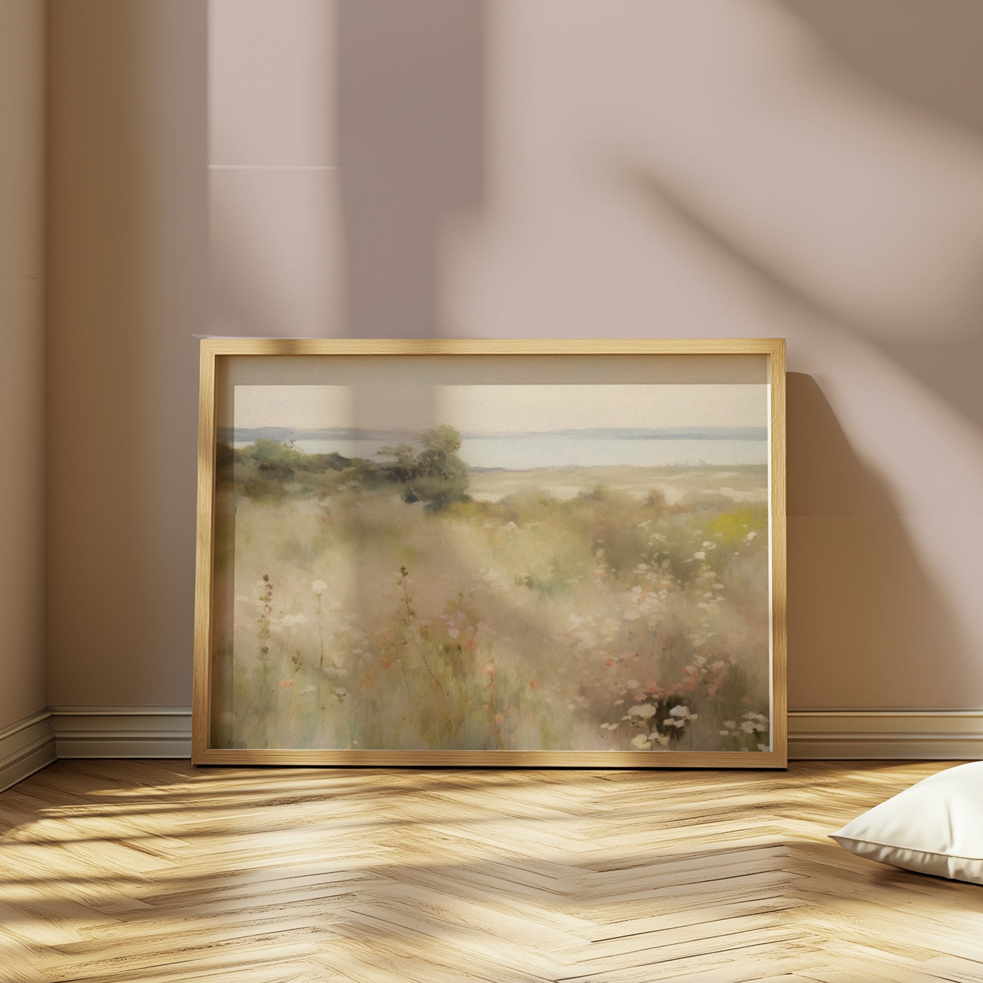 Premium Poster of Serene Coastal Landscape with Wildflowers Posters