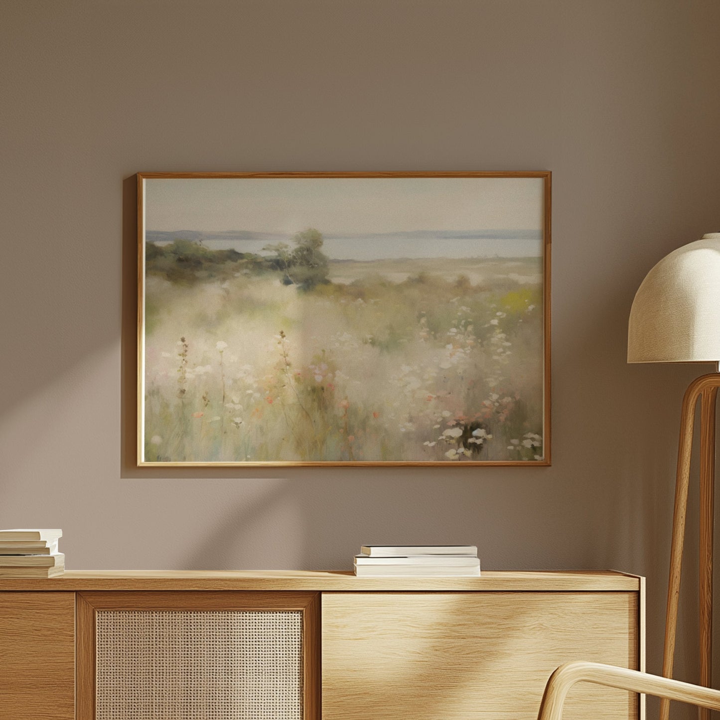 Premium Poster of Serene Coastal Landscape with Wildflowers Posters