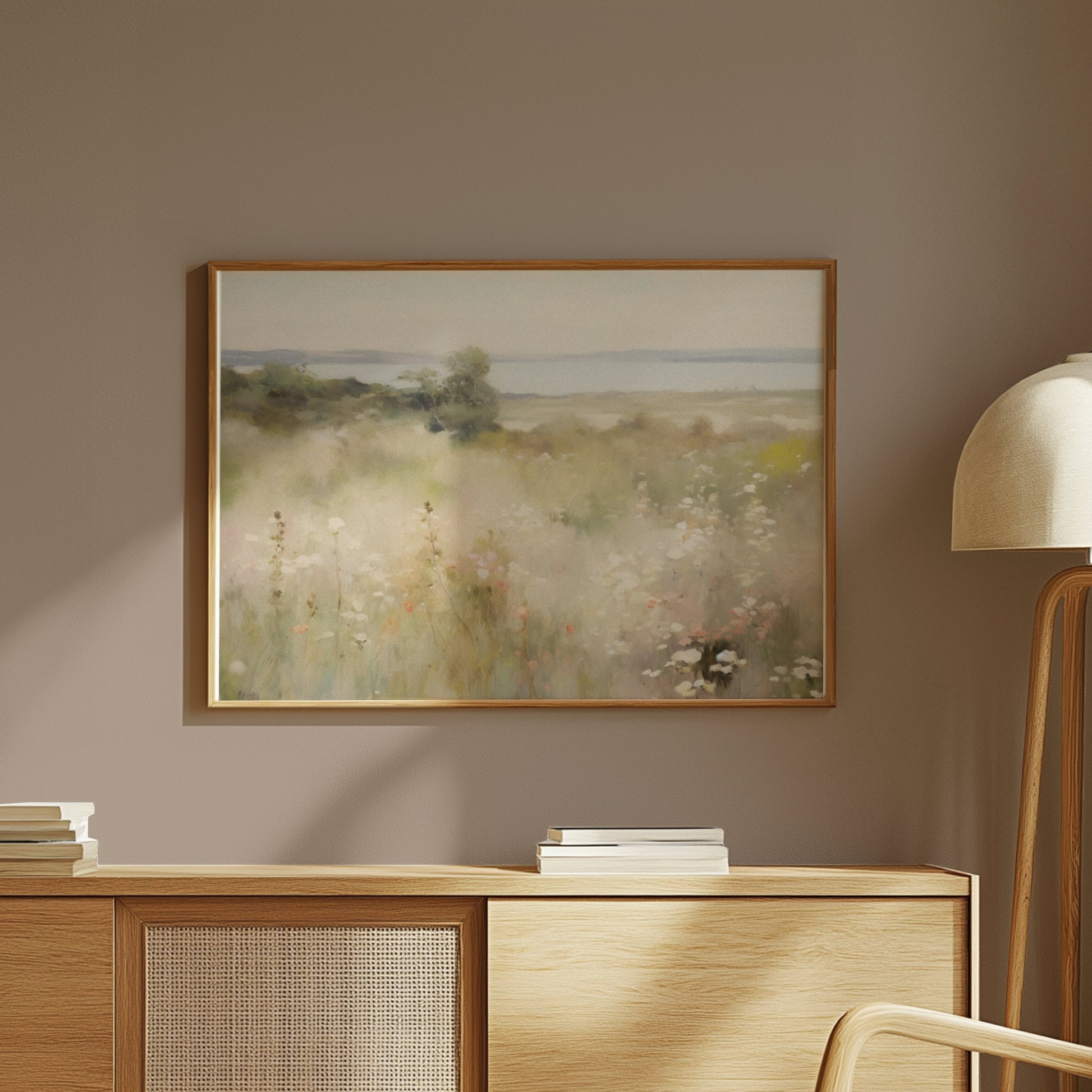 Premium Poster of Serene Coastal Landscape with Wildflowers Posters