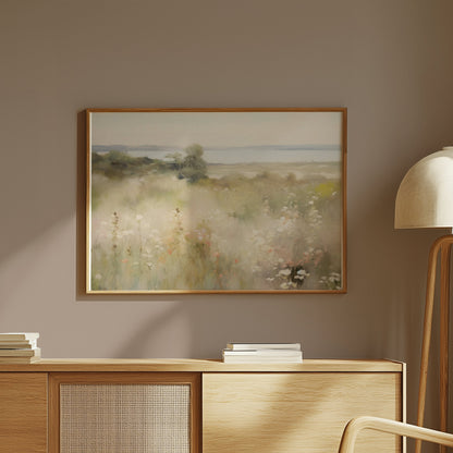 Premium Poster of Serene Coastal Landscape with Wildflowers Posters