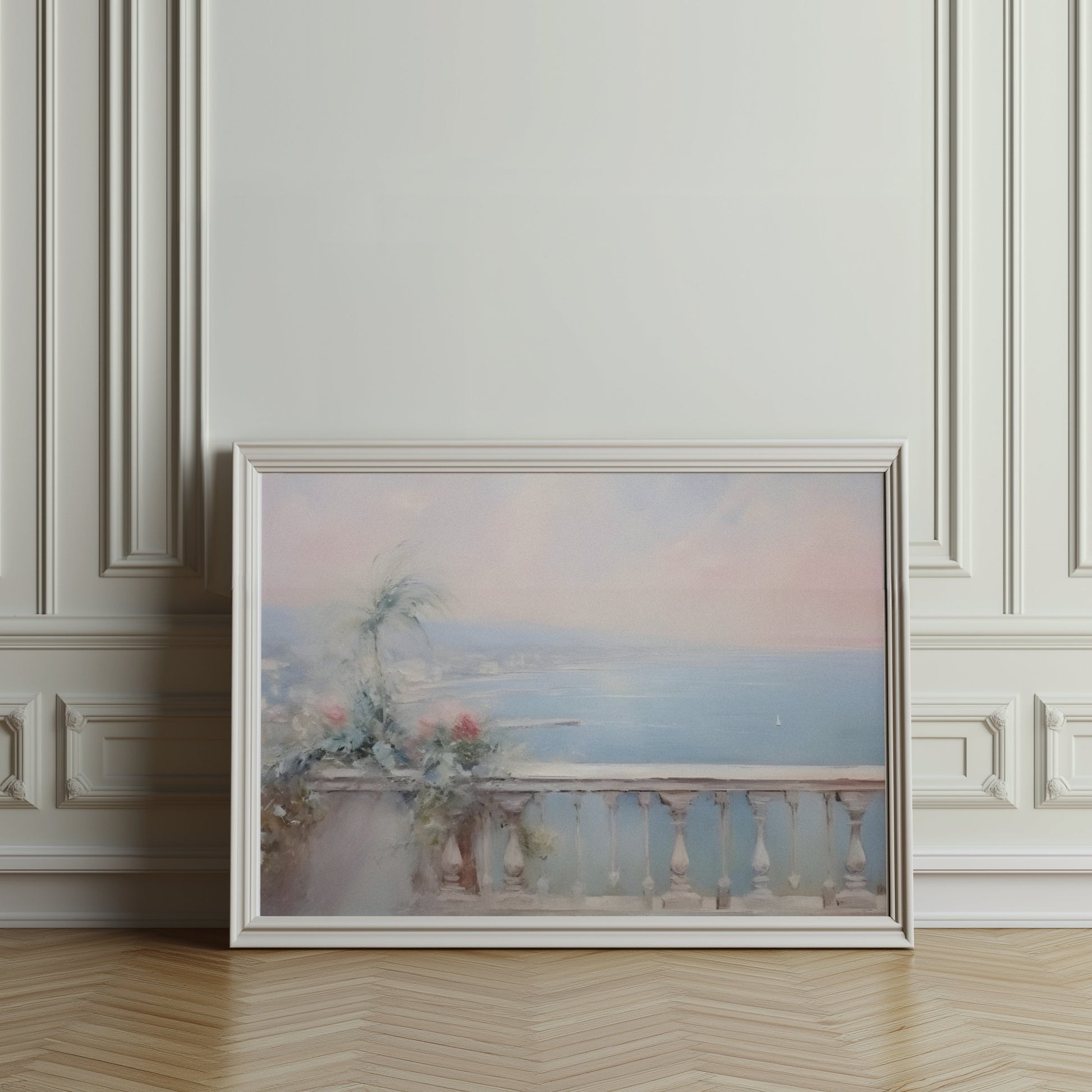 Premium Poster of Serene Coastal View Balcony Scenic Posters
