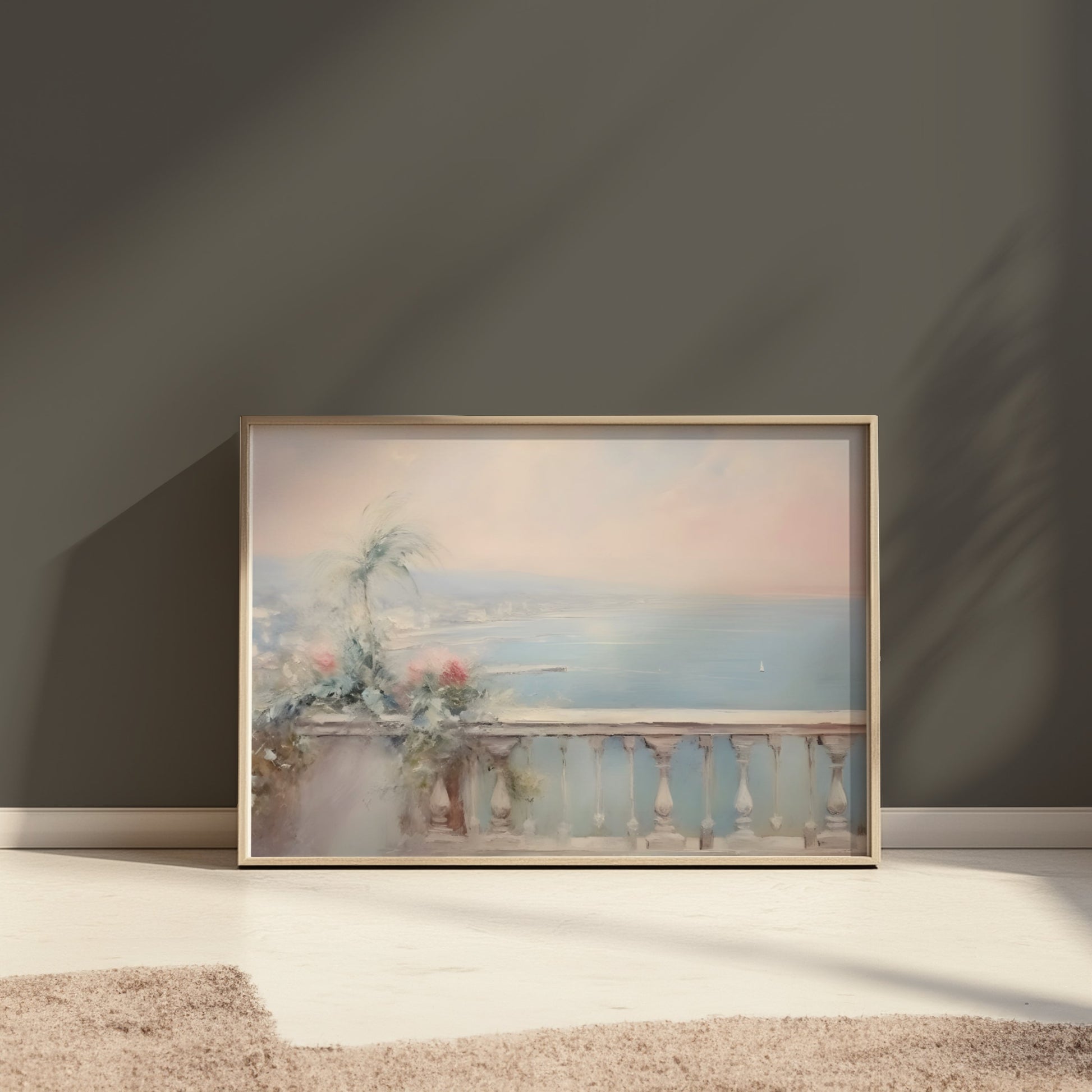 Premium Poster of Serene Coastal View Balcony Scenic Posters