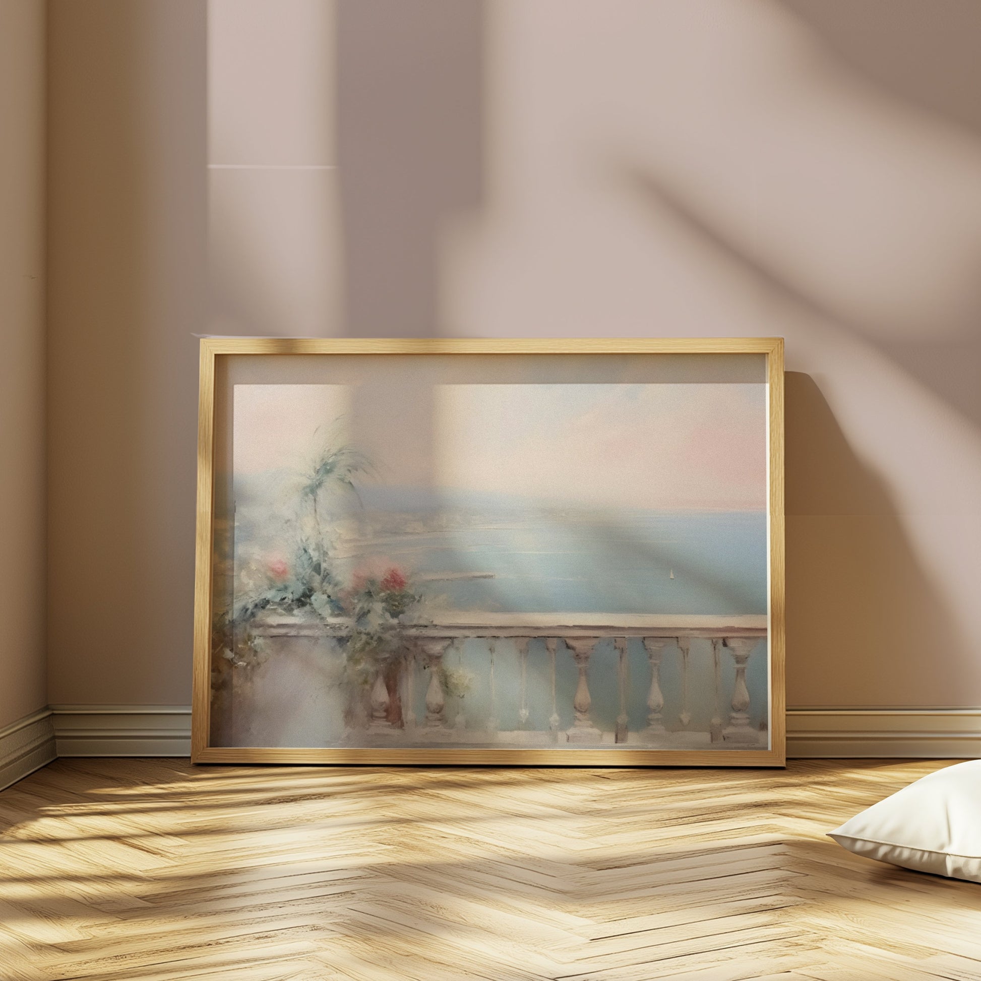 Premium Poster of Serene Coastal View Balcony Scenic Posters