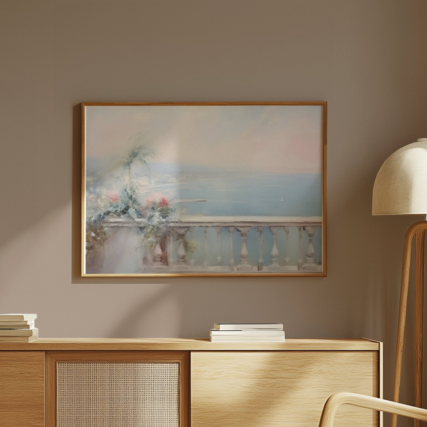 Premium Poster of Serene Coastal View Balcony Scenic Posters