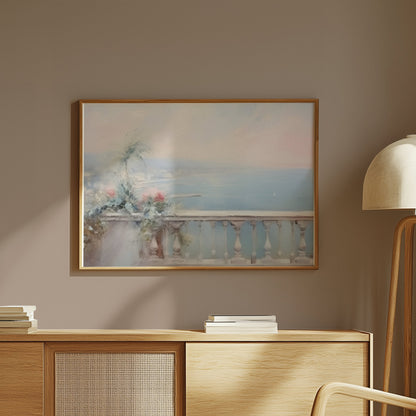 Premium Poster of Serene Coastal View Balcony Scenic Posters