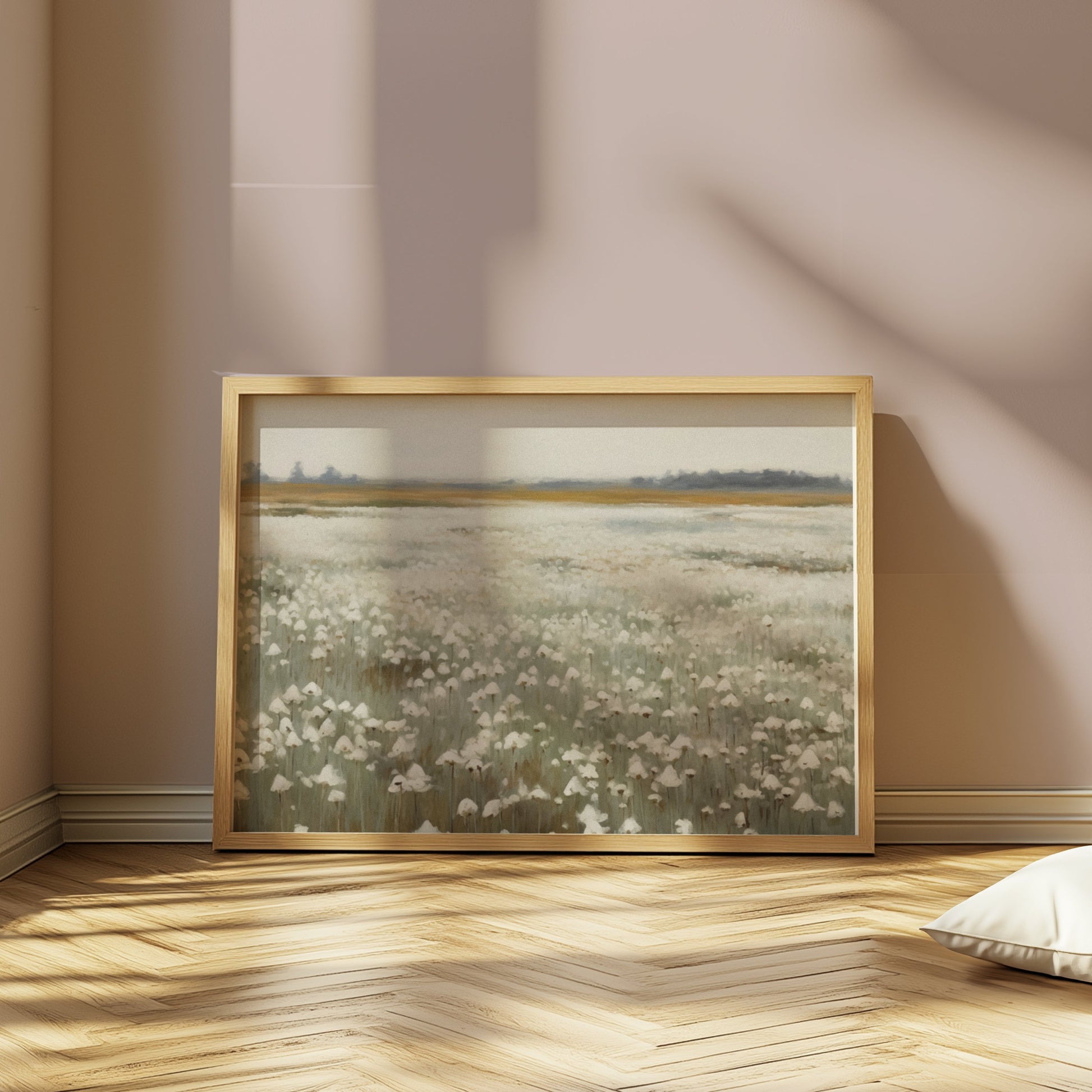 Premium Poster of Serene Cotton Field Landscape Art Print Wall Posters