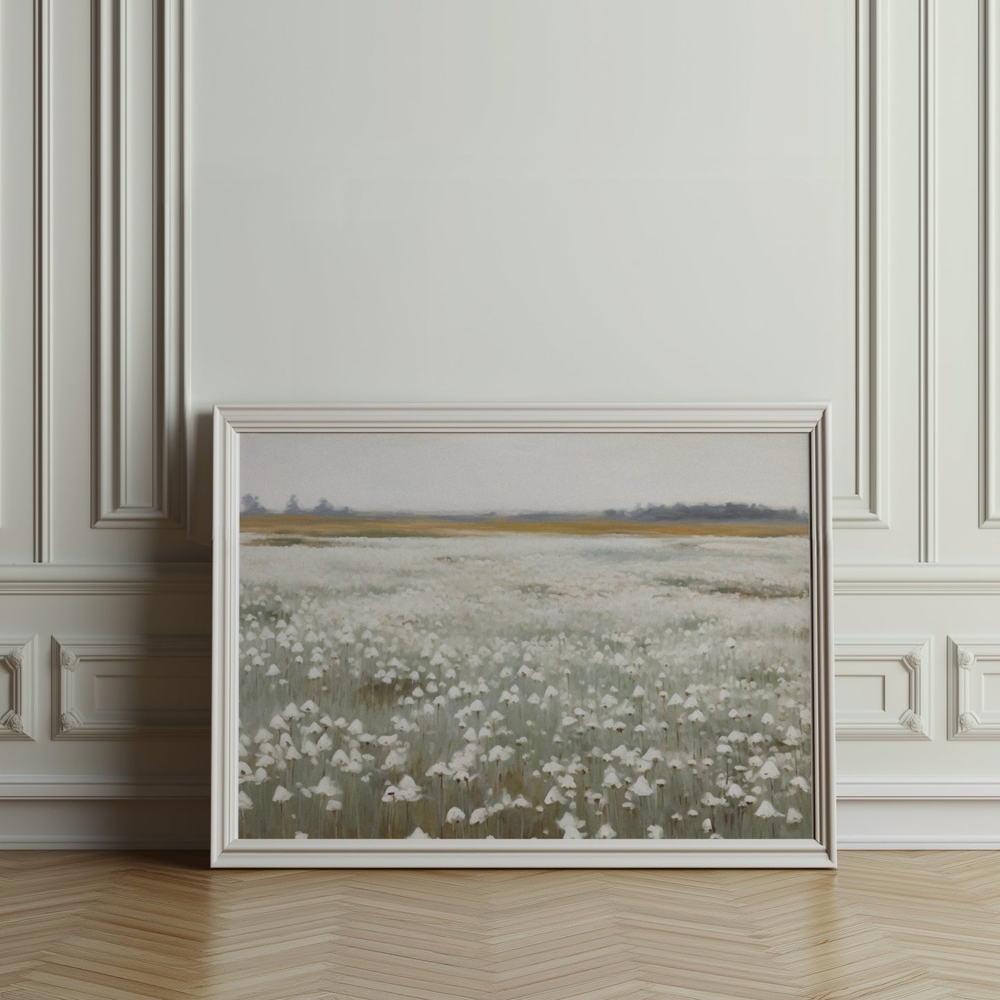 Premium Poster of Serene Cotton Field Landscape Art Print Wall Posters