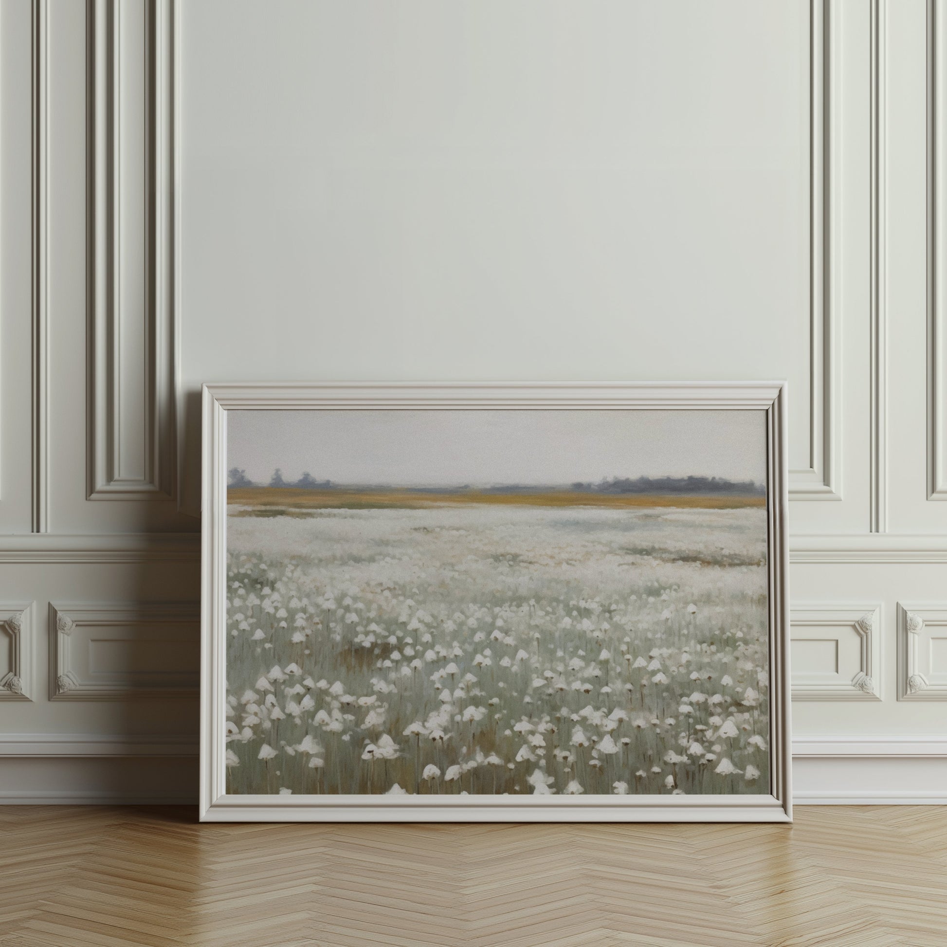 Premium Poster of Serene Cotton Field Landscape Art Print Wall Posters