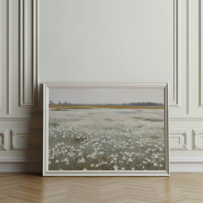 Premium Poster of Serene Cotton Field Landscape Art Print Wall Posters