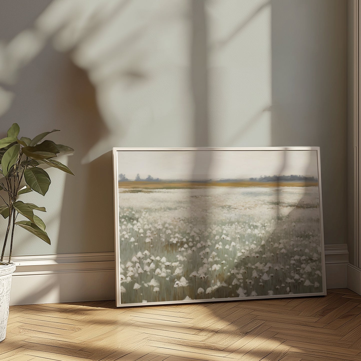 Premium Poster of Serene Cotton Field Landscape Art Print Wall Posters