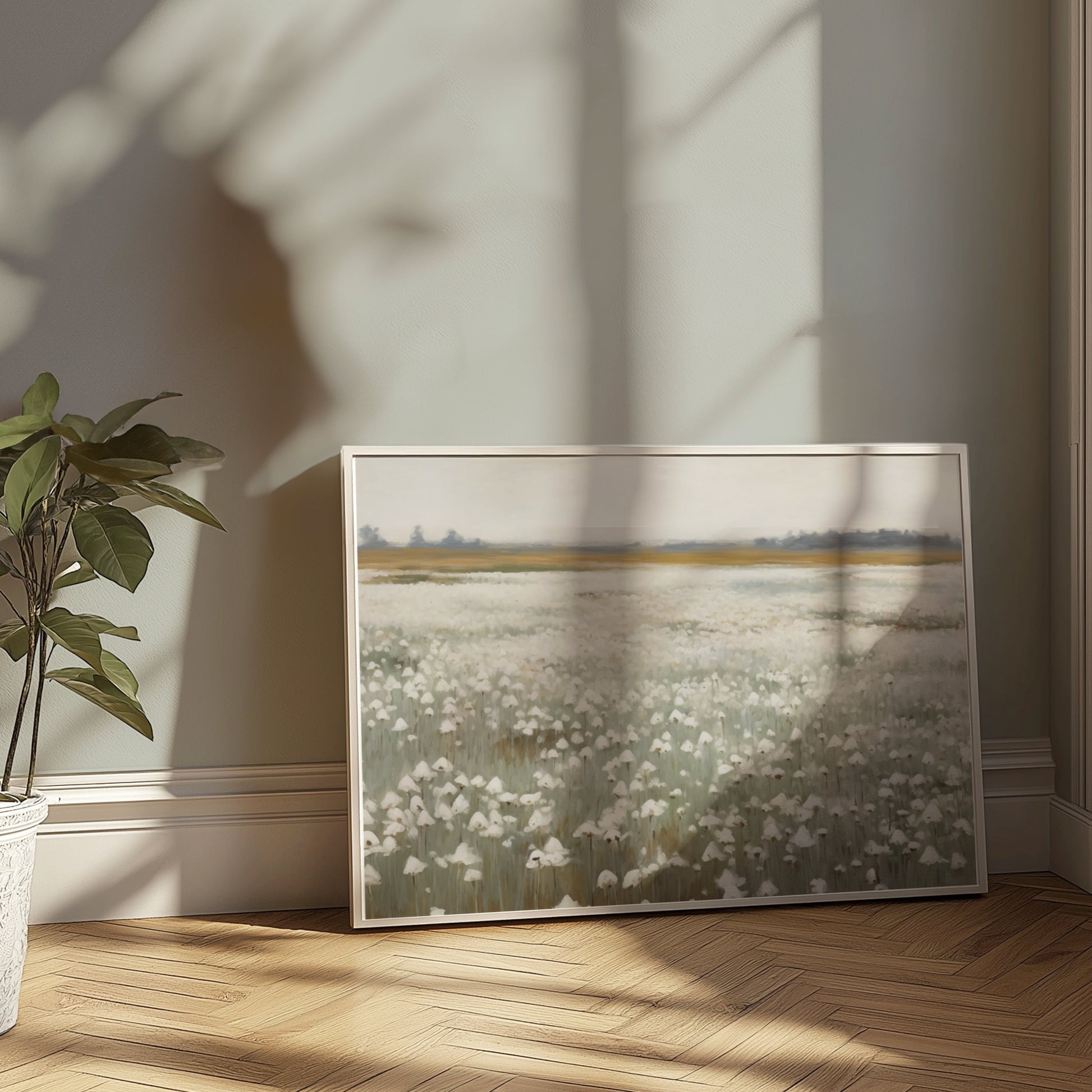Premium Poster of Serene Cotton Field Landscape Art Print Wall Posters