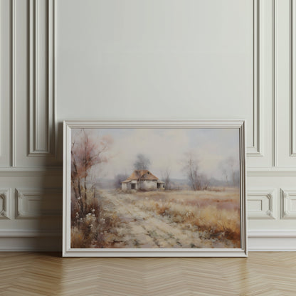 Premium Poster of Serene Countryside Abandoned House Pathway Art Posters