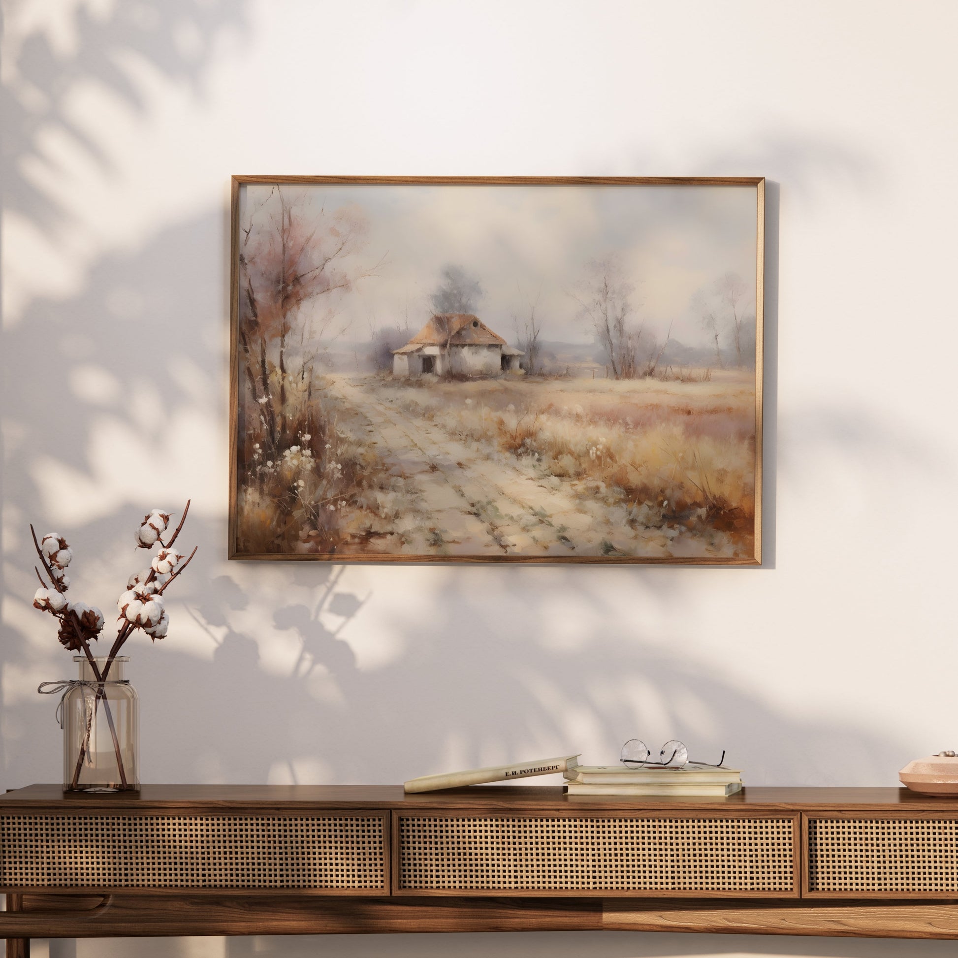 Premium Poster of Serene Countryside Abandoned House Pathway Art Posters