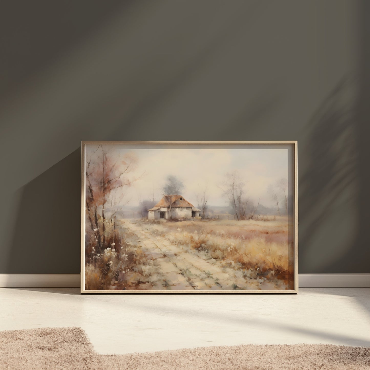 Premium Poster of Serene Countryside Abandoned House Pathway Art Posters