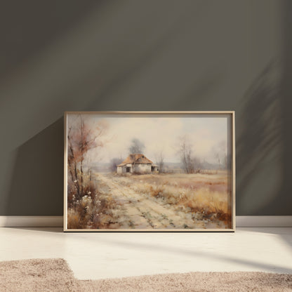 Premium Poster of Serene Countryside Abandoned House Pathway Art Posters