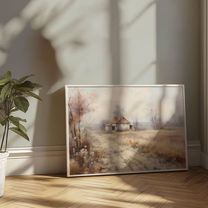 Premium Poster of Serene Countryside Abandoned House Pathway Art Posters