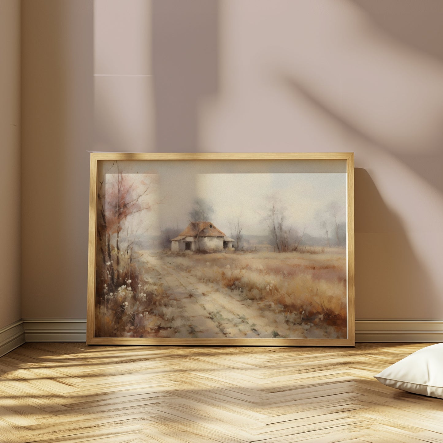 Premium Poster of Serene Countryside Abandoned House Pathway Art Posters