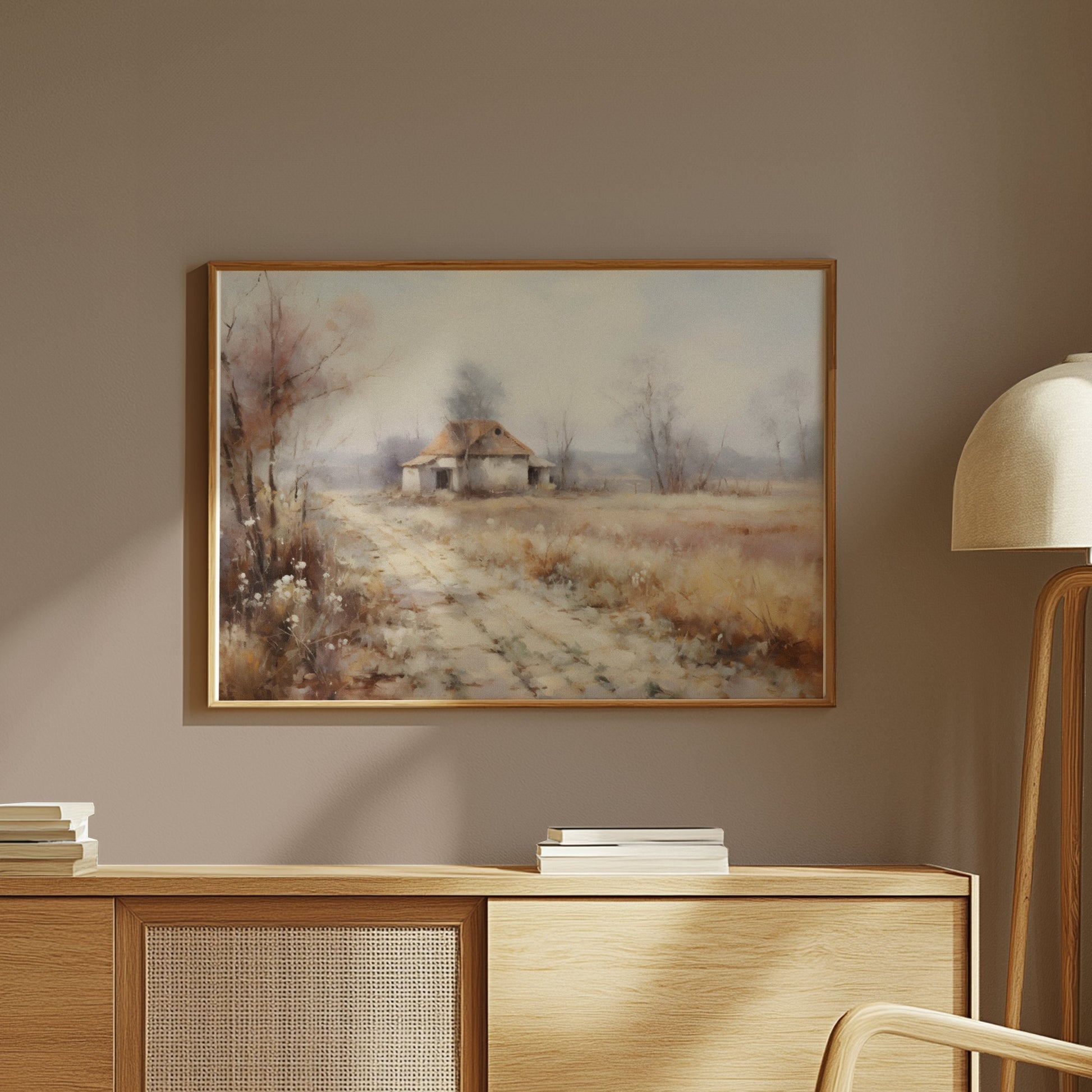 Premium Poster of Serene Countryside Abandoned House Pathway Art Posters