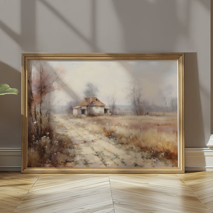 Premium Poster of Serene Countryside Abandoned House Pathway Art Posters