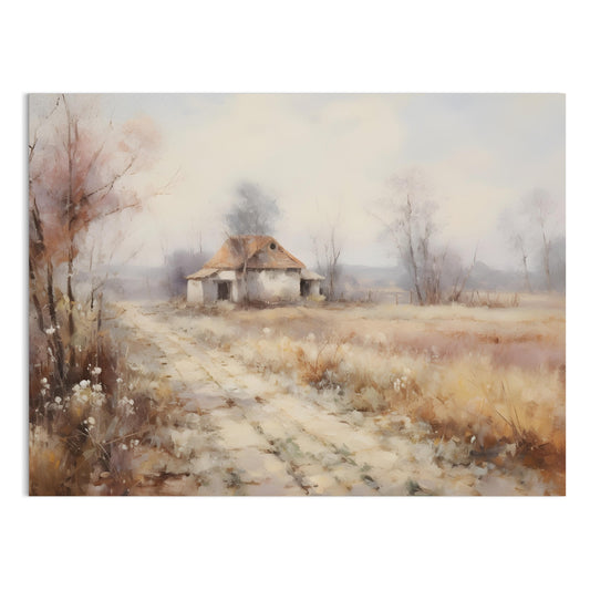 Premium Poster of Serene Countryside Abandoned House Pathway Art Posters