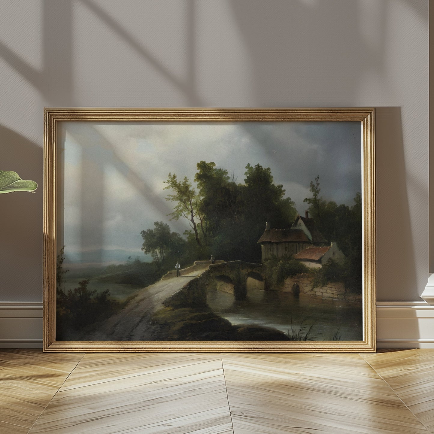 Premium Poster of Serene Countryside Cottage with Bridge Art Posters