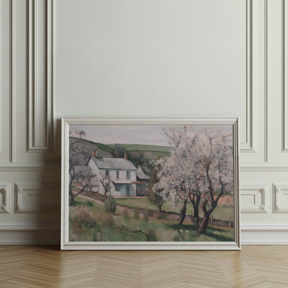 Premium Poster of Serene Countryside Home with Blossoming Trees Posters