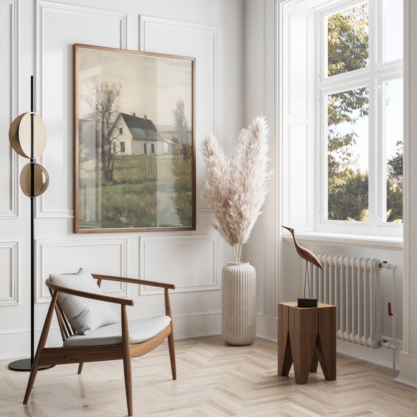 Premium Poster of Serene Countryside House in Early Spring Season Posters